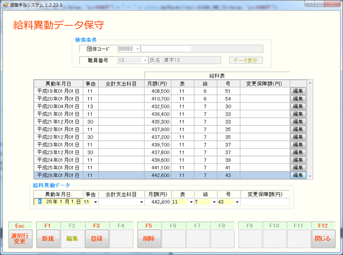 給料異動データ保守